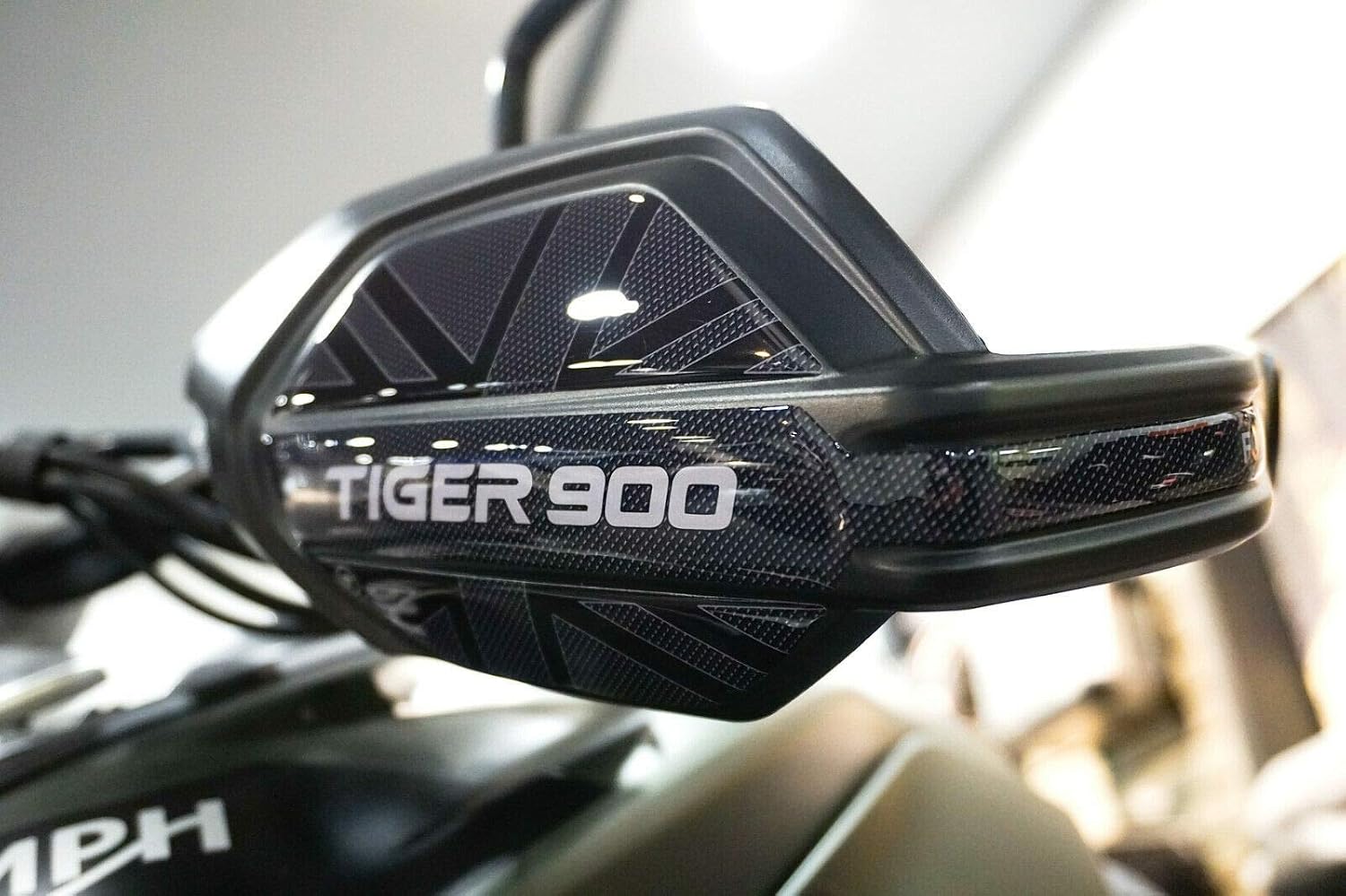 labelbike - 2 3D Stickers Motorcycle Handguards Protection and Decoration in Resin Compatible with Triumph Tiger 900 GT and Rally - Color Carbon Black Grey