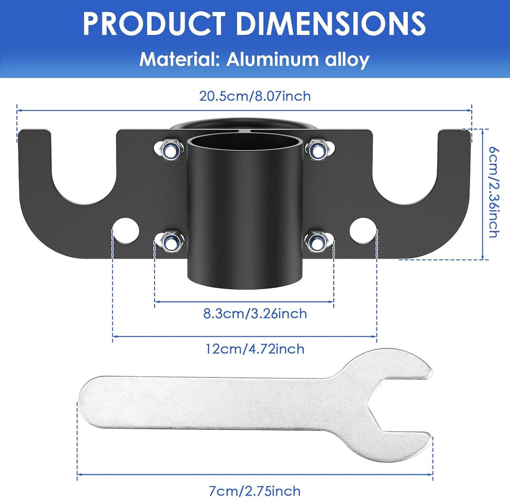Aluminum Trailer Safety Chain Holder & 7-Way Plug Holder, Heavy Duty Anti-Rust Enclosed Tongue Jack Organizer Fits 2" & 2-1/4" Tubes, RV Towing Utility Camper Accessories for Chains & Wire Harness (B)