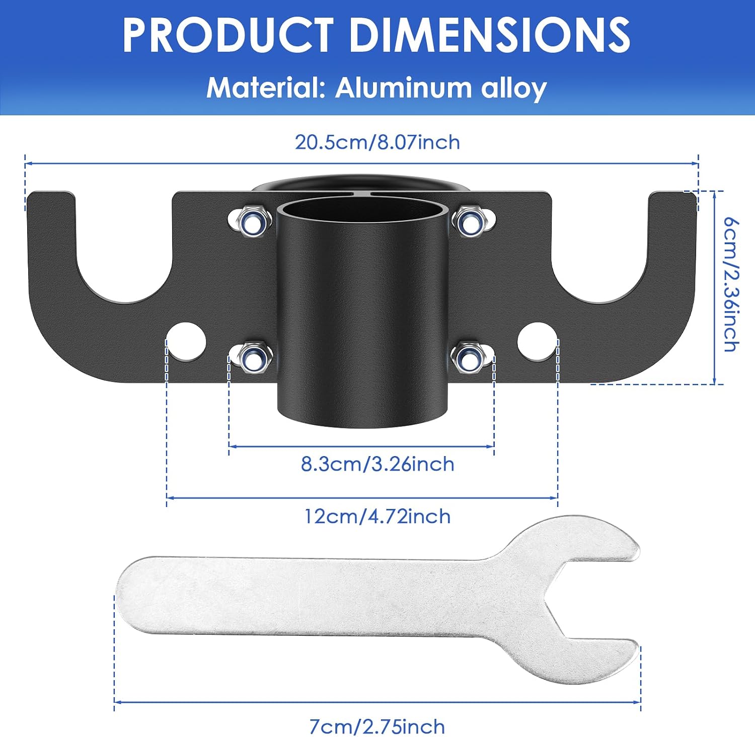 Aluminum Trailer Safety Chain Holder & 7-Way Plug Holder, Heavy Duty Anti-Rust Enclosed Tongue Jack Organizer Fits 2" & 2-1/4" Tubes, RV Towing Utility Camper Accessories for Chains & Wire Harness (B)