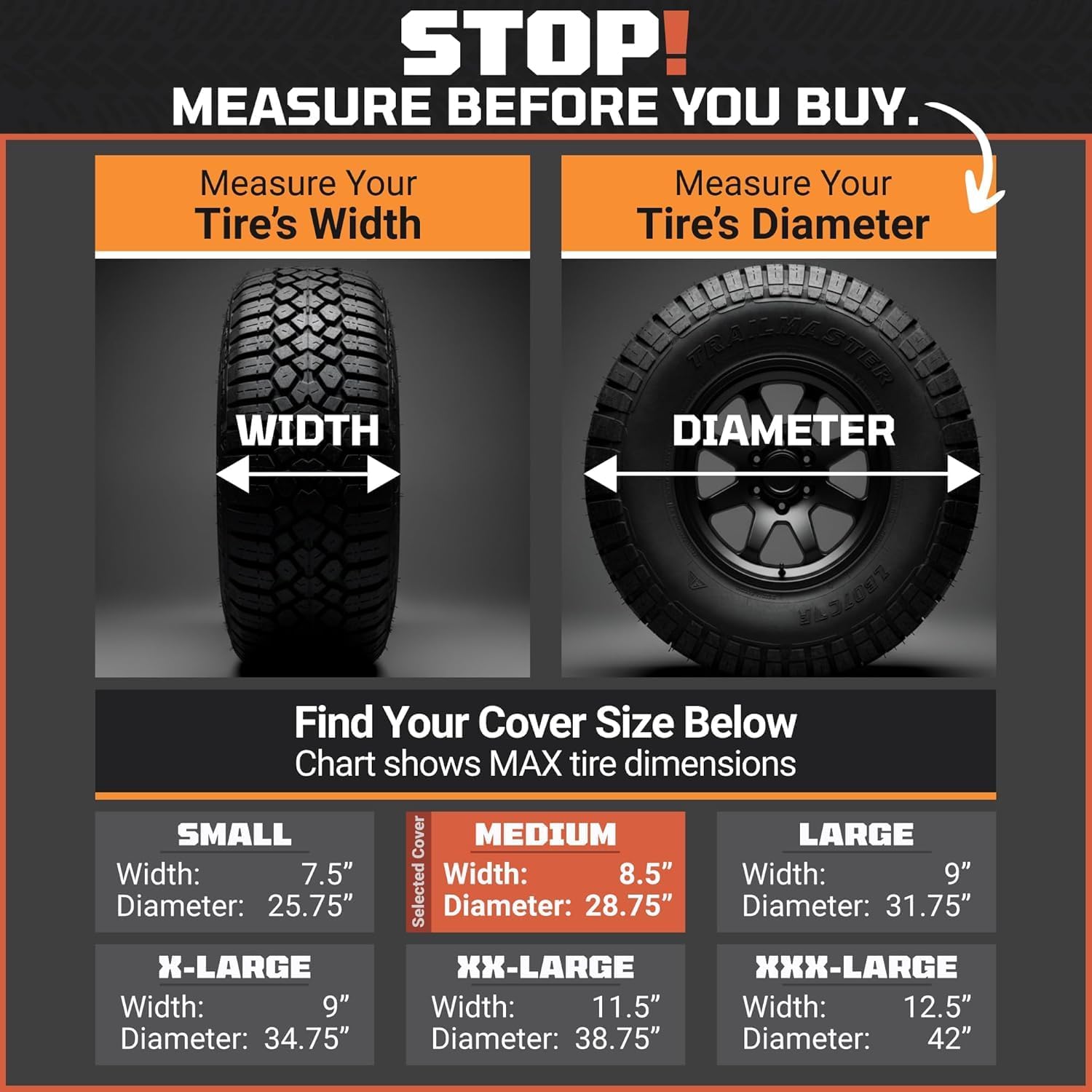 TIRESHIELD PRO Trailer Tire Covers (Set of 2) - Heavy Duty All-Weather UV-Resistant Protective Wheel Covers w/StormLock-System - Year-Round Protection for Your Trailer Tires w/ 26-28.75" Diameter