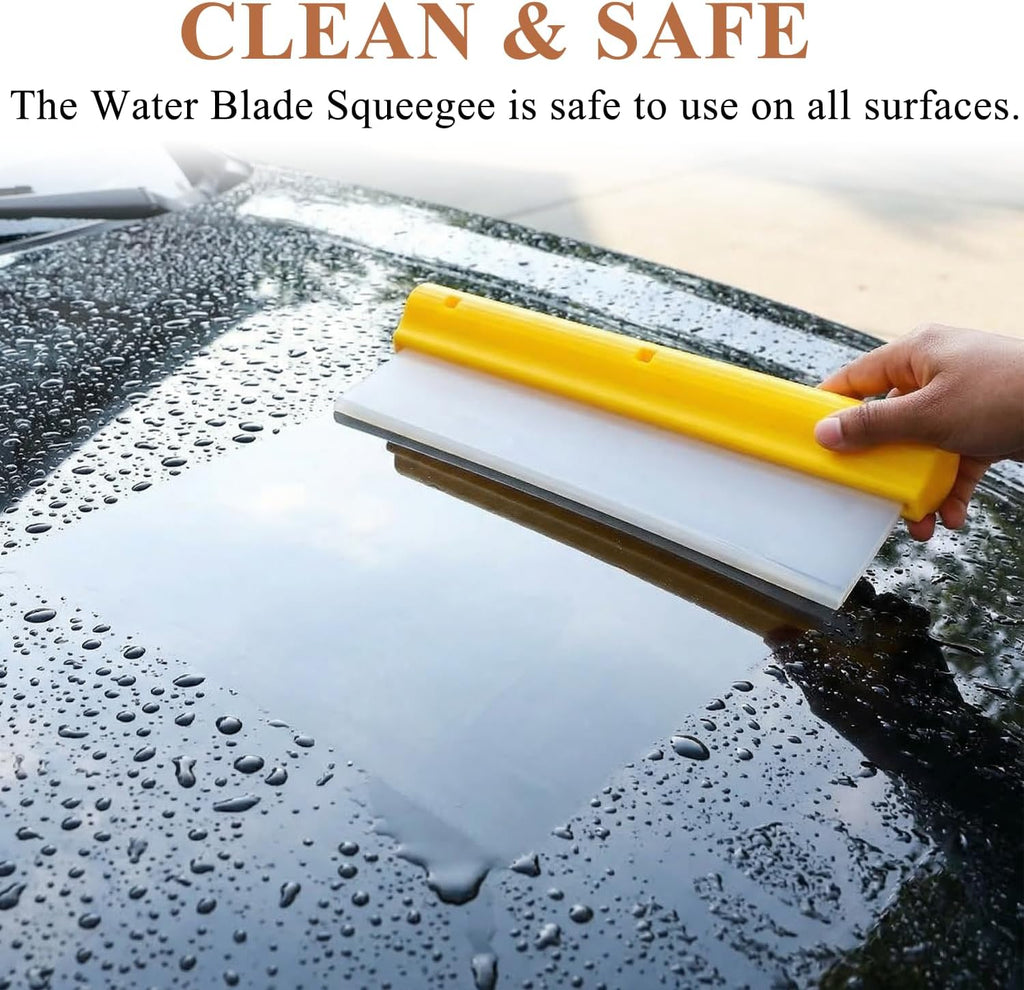 Car Squeegee,12 inch Silicone Automotive Water Wiper for Drying,Flexible Auto T-Bar Water Blade for car, Windshield, Glass, Window, Bathroom(Yellow)