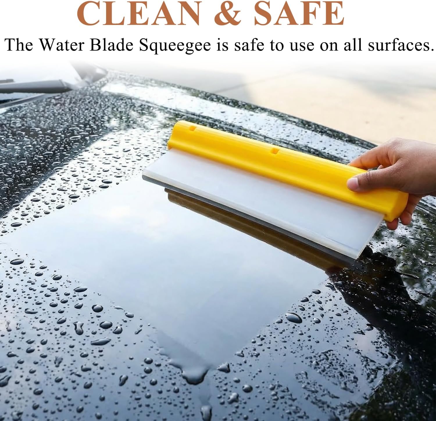 Car Squeegee,12 inch Silicone Automotive Water Wiper for Drying,Flexible Auto T-Bar Water Blade for car, Windshield, Glass, Window, Bathroom(Yellow)