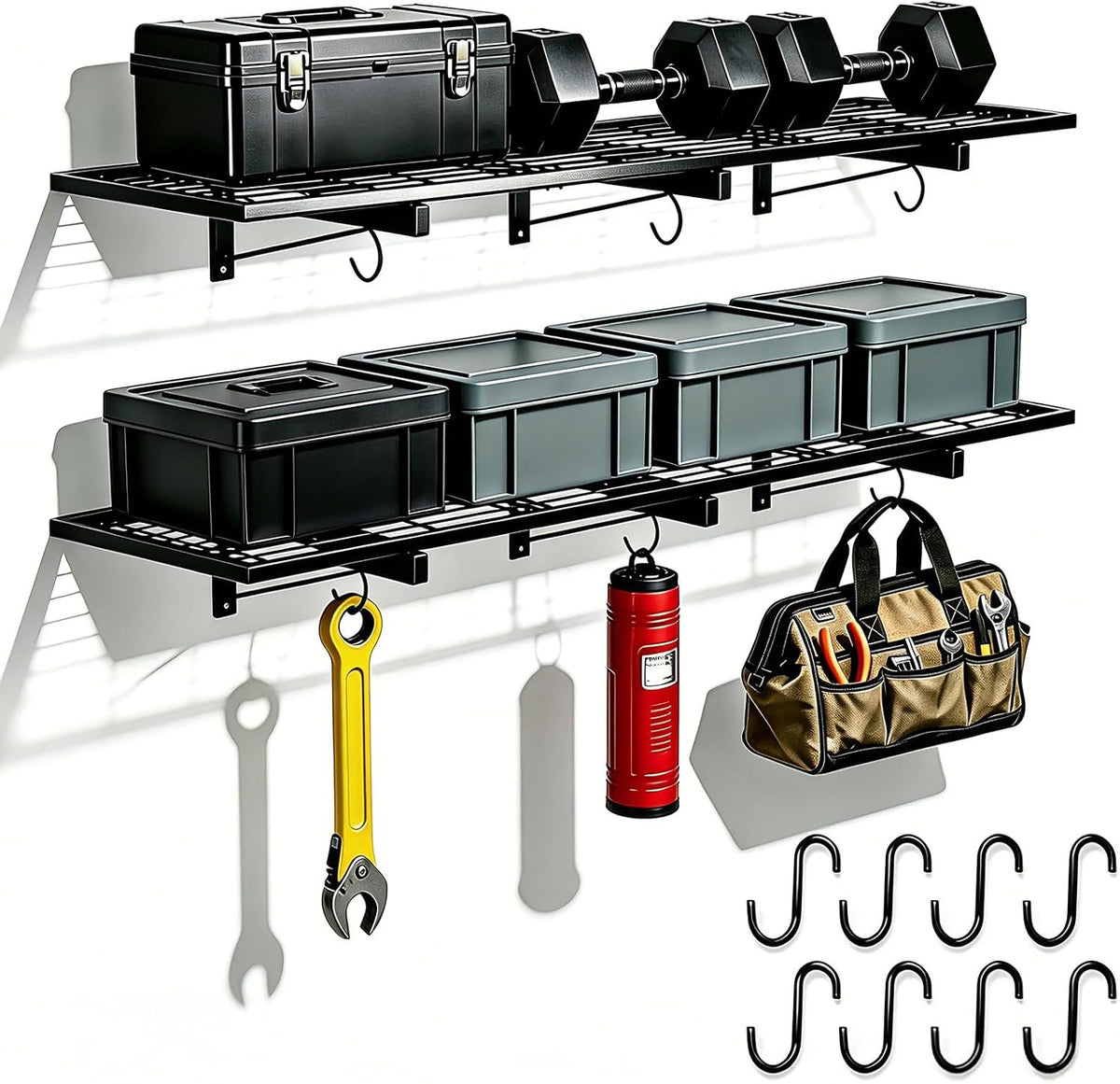 garage wall shelving, 46" × 12" wall mounted, main product view