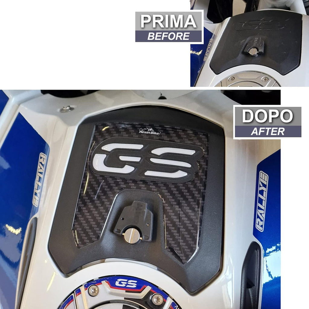 Motorcycle 3D Stickers Compatible with BMW R 1250 GS Adventure 2021-2024. Storage Compartment Protection from Impact and Scratches. Resin Stickers - Made in Italy (Carbon)