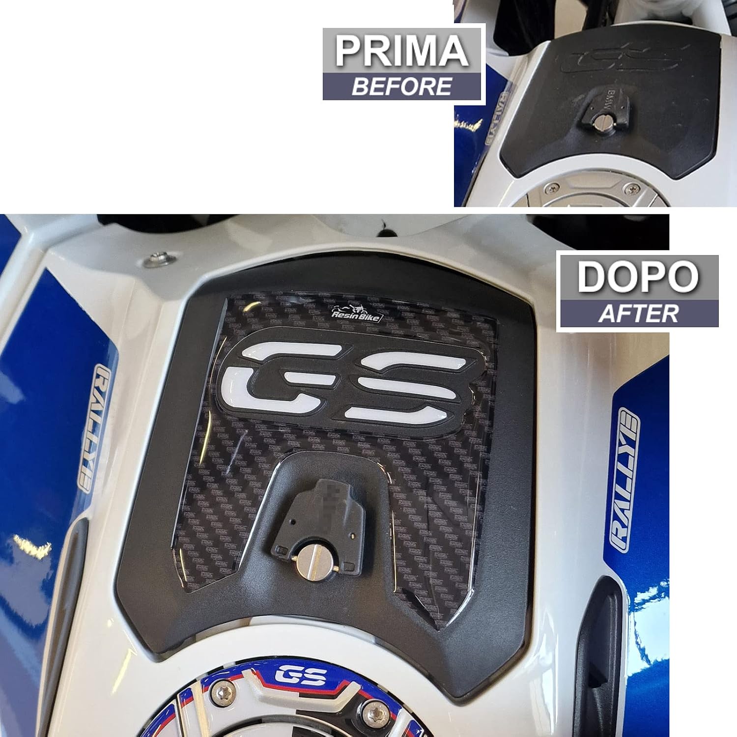 Motorcycle 3D Stickers Compatible with BMW R 1250 GS Adventure 2021-2024. Storage Compartment Protection from Impact and Scratches. Resin Stickers - Made in Italy (Carbon)