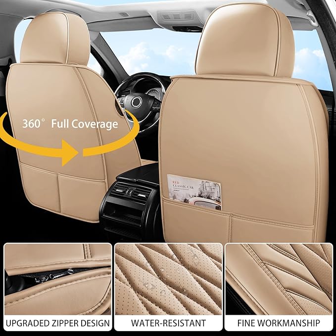 WELLDO Car Seat Covers Front Seats, Leather Seat Covers - Image 2