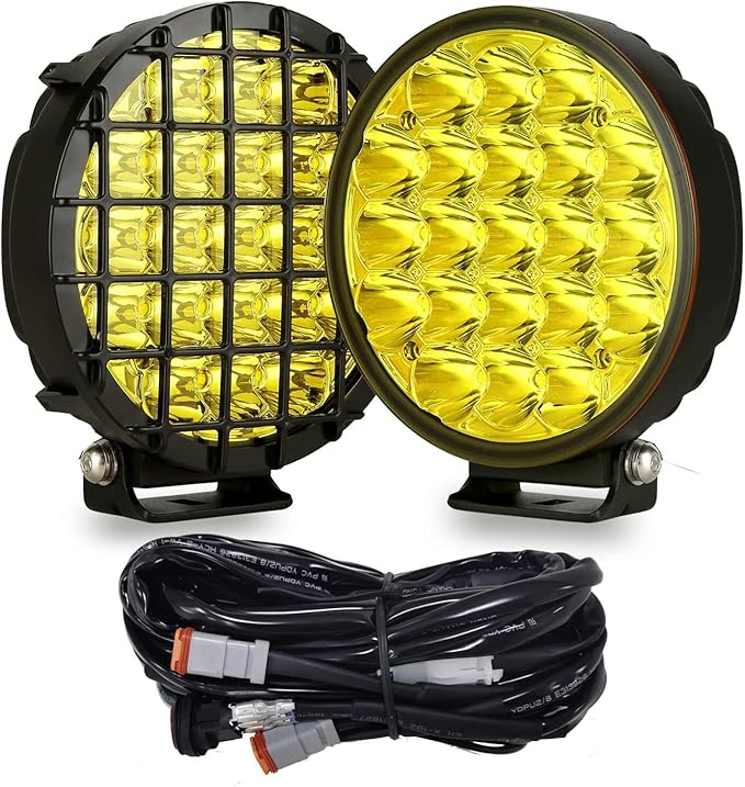 BIGLIONX 6inch 2pcs Amber Round LED Offroad Lights Amber Offroad Driving Fog by BIGLIONX