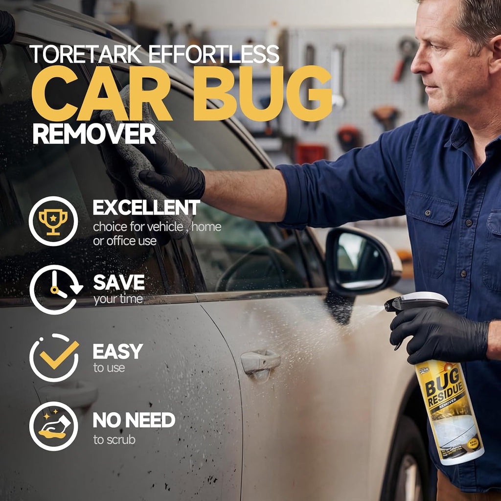 Bug Remover for Cars Exterior - Tree Sap Remover for Car, Quickly Dissolves Bird Poop, Water Spots, Resin & Grease - Safe on Paint, Glass, Chrome & Rubber, Microfiber Towel for Easy Cleaning, 16 fl oz