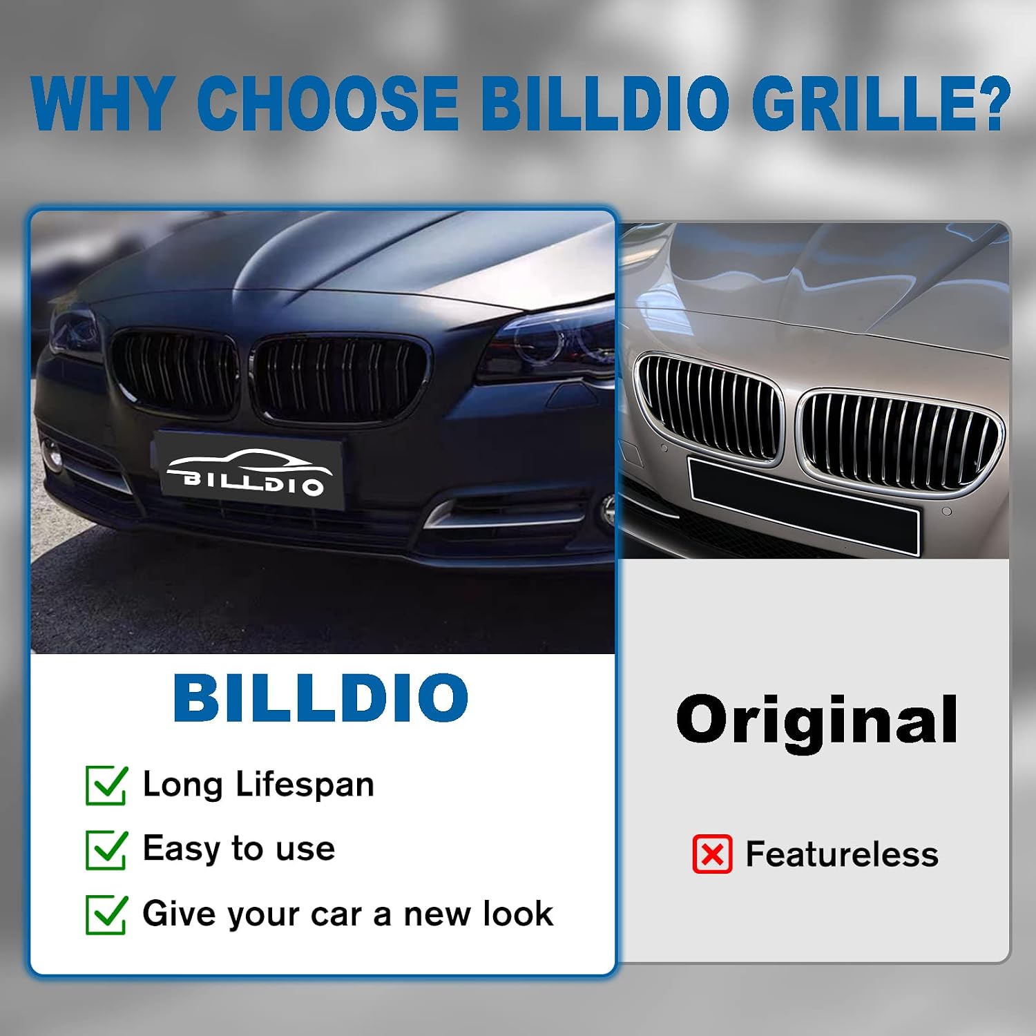 F10 Grille - Front Kidney Grille Double Slats Glossy Black Compatible with 2010-2017 BMW 5 Series F10 F11 F18 Sedan 520i 528i 535d 535i 550i 520i - ABS Gloss Black Kidney Grill