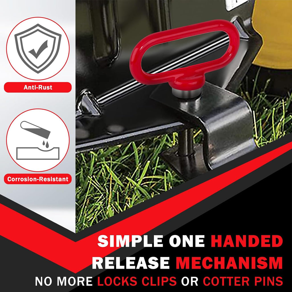 Magnetic Hitch Pin, Heavy Duty Ultra Strong Neodymium Magnet Lawn Mower Trailer Gate Pins Accessories 1/2 Inch for Mowers, Lawn Tractors, Towing - Simple One Handed Hook On & Off(Red)