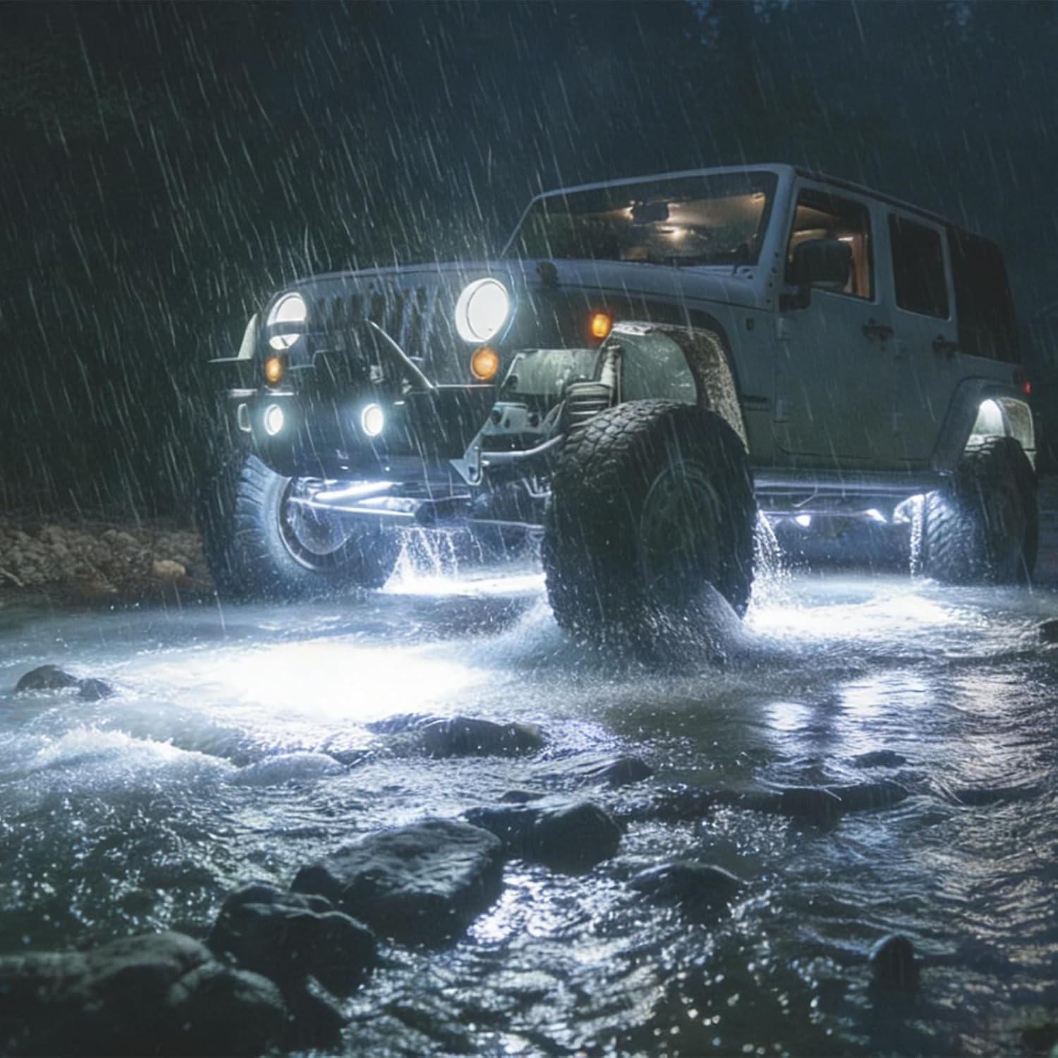 White Led Rock Lights Kit,8 Pods Light for Truck Car ATV SUV Boat Motorcycle Vehicle Under Body Glow Light Lamp Trail Lighting