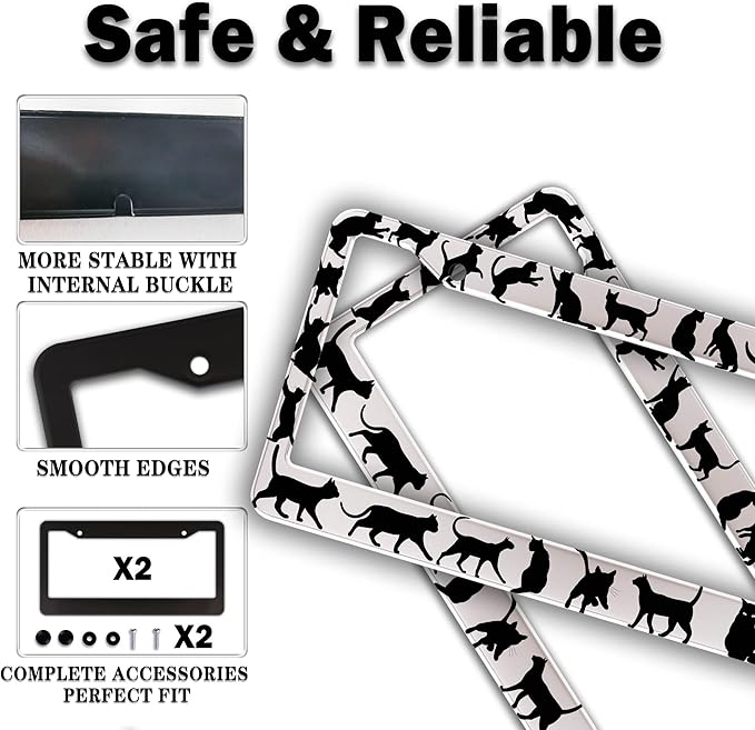 License Plate Frames for Women Black and White License Plate Frame for Men - Image 4