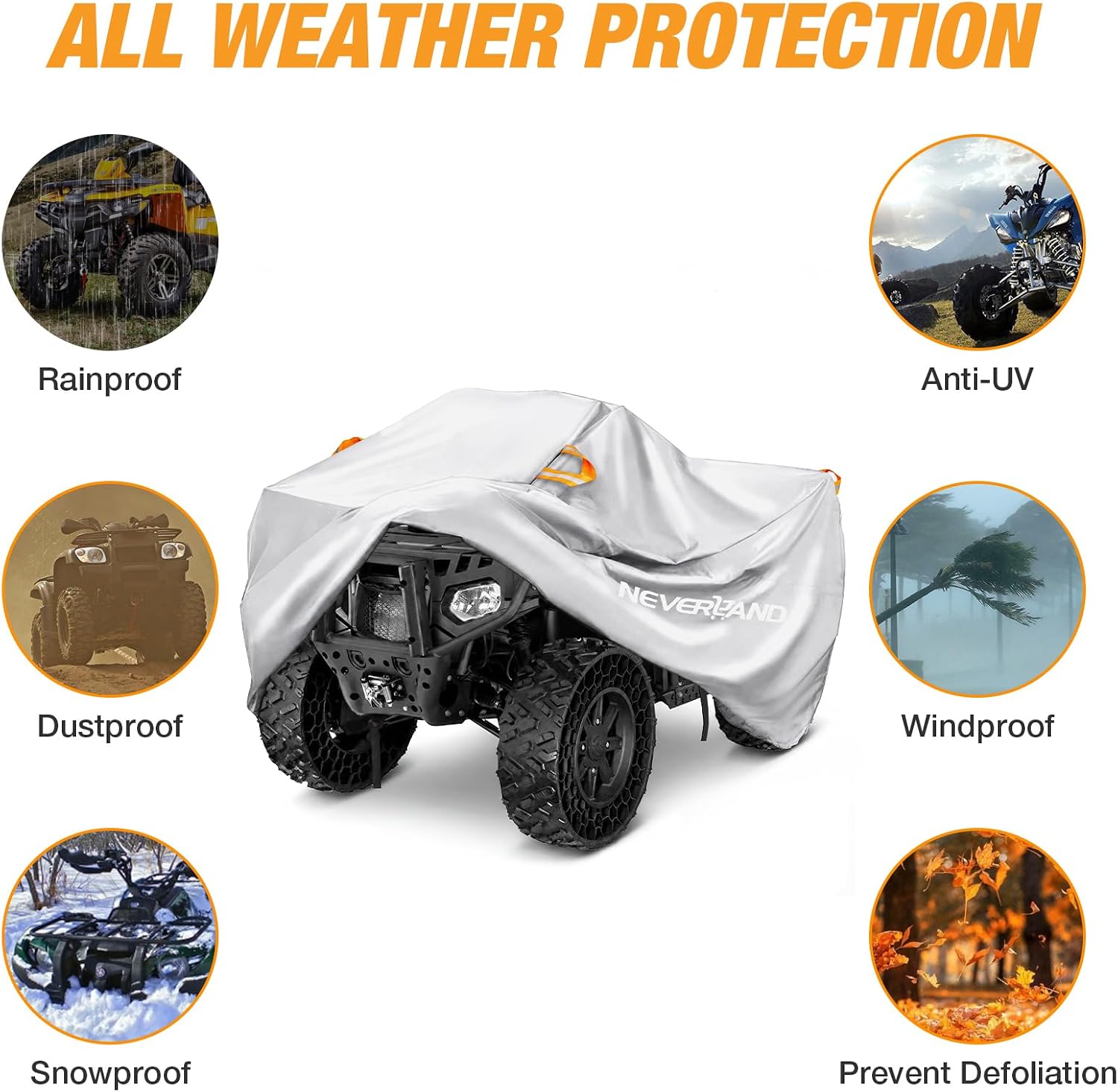 NEVERLAND ATV Cover Waterproof Heavy Duty 4 Wheeler Cover Quad Cover All Season Weather Proof Outdoor UV Protection for Polaris Yamaha Suzuki Honda (Gray XLarge)
