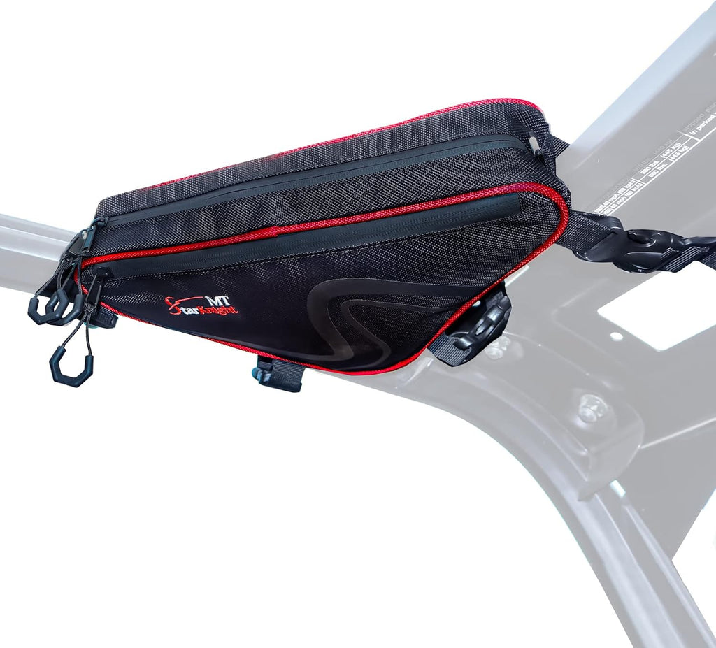 StarknightMT 2 Pcs UTV Roll Bar Bag, Universal Water Resistant SXS Triangle Storage for Overhead/Roof/Door/1.75-2" Standard Cage, Compatible with Polaris RZR, Ranger, Can Am X3 Commander Defender