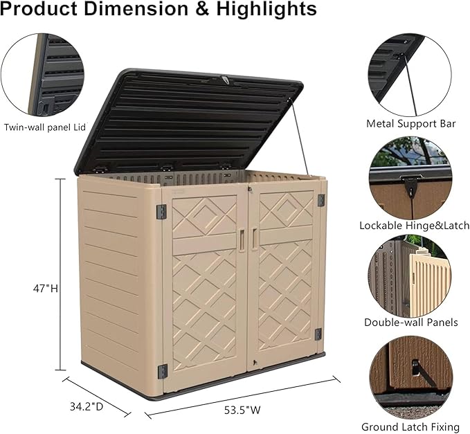 HOMSPARK Storage Shed Weather Resistance, Horizontal Storage Shed - Image 4