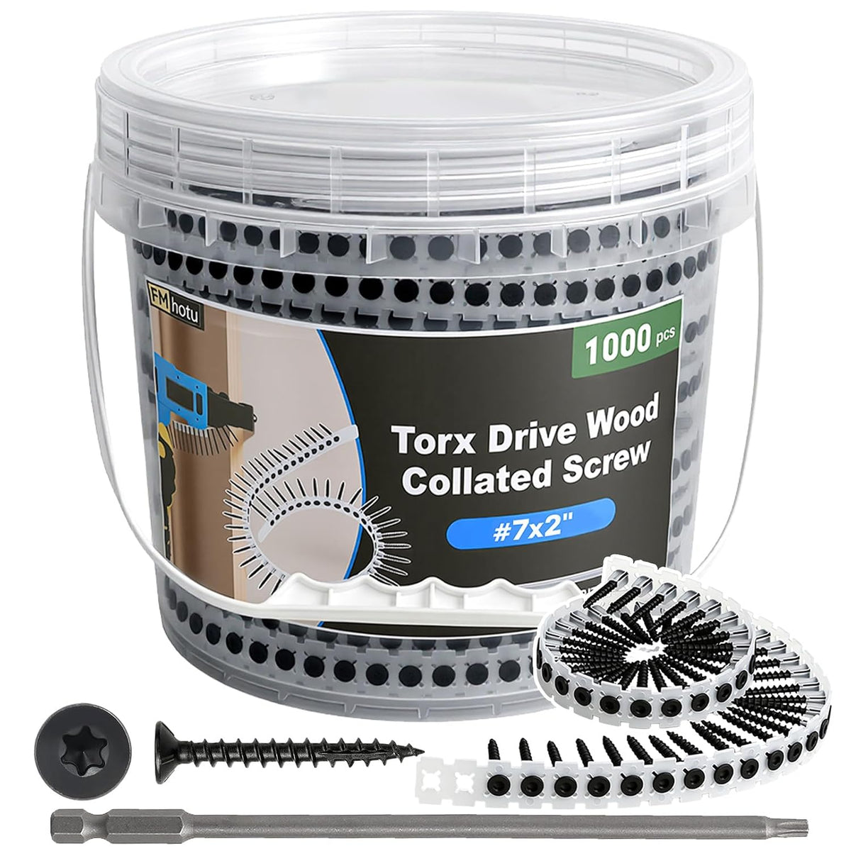 #7x2 collated drywall screws, 1000pcs wood screws with, main product view