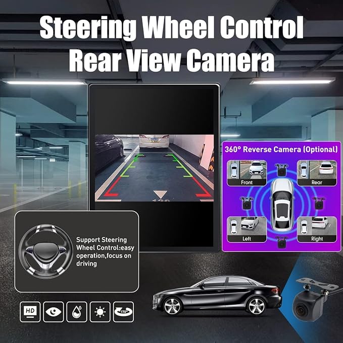 Kunfine Tesla Style Car CarPlay Android Auto Navigation Stereo GPS Radio Camera - Image 5