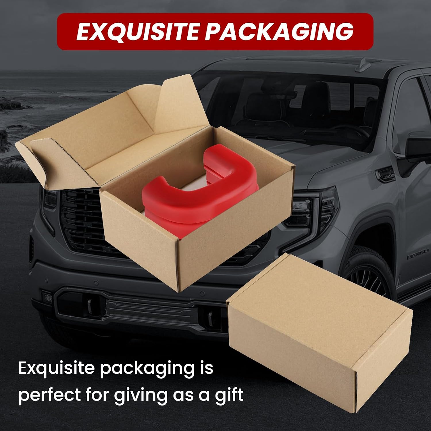 Tow Hook Covers Fit for GMC Sierra 1500 2019-2026 Vertical Tow Hooks, Hitch Cover Front Customized Car Tow Hooks Compatible with GMC Sierra 1500 Accessories 2019-2026|Upgrade (Red)
