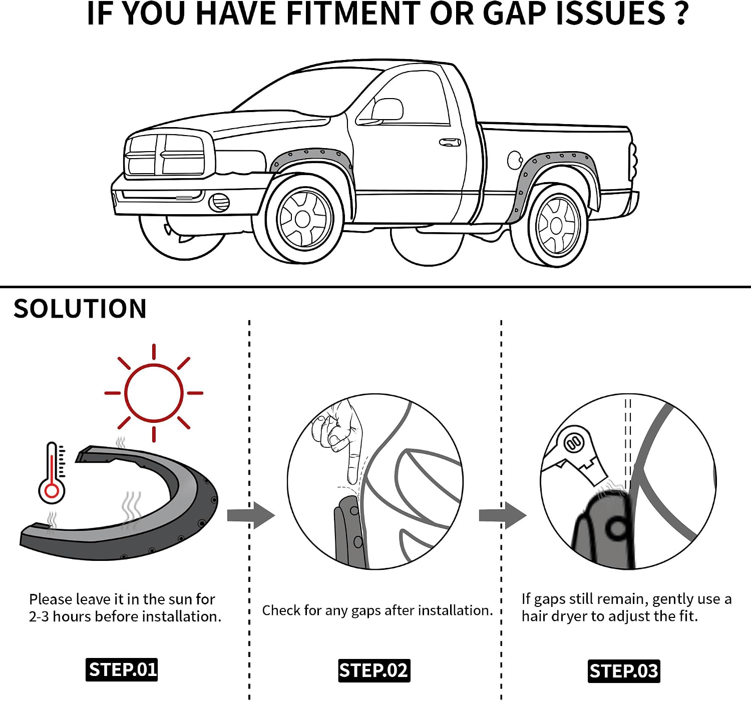 YITAMOTOR Front Rear Fender Flares Compatible with 2024-2025 Toyota Tacoma, Pocket Style Smooth Textured Wheel Flares Cover Protector Set, 4 Pcs, PP Black