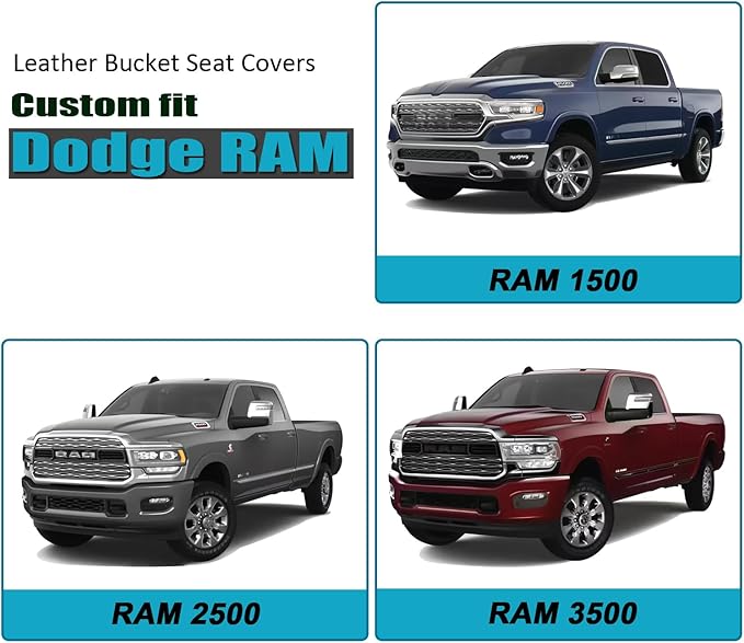 GIANT PANDA 2-Pack Front 3D Air Mesh Car Seat Covers Custom Fit Dodge Ram 1500 - Image 3