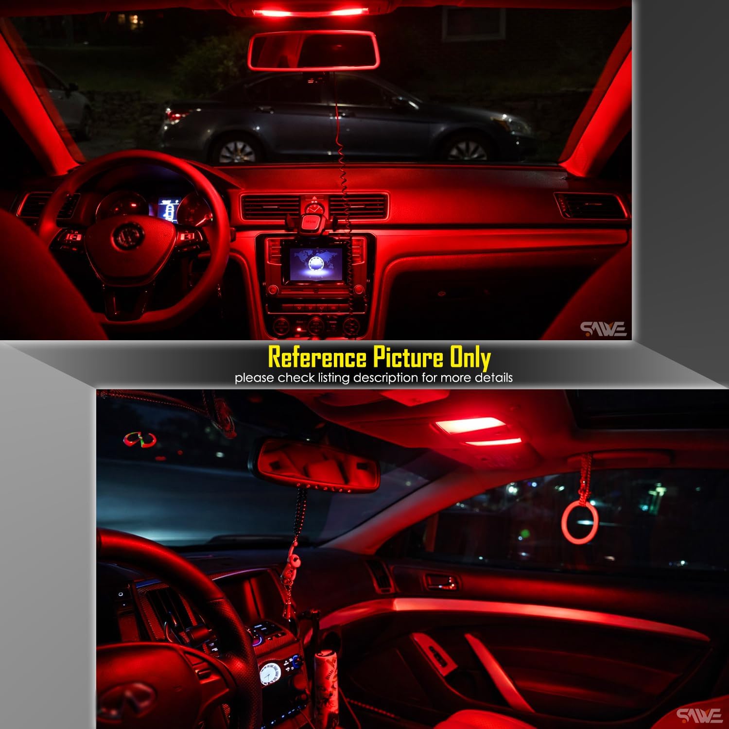 578 Led Bulb 42mm 41mm 211-2 212-2 Red Dome Map Interior Light 4Pcs | Canbus Error Free 12v Replacement for Interior Car Door Step Trunk Footwell Festoon Lamp 569 6411 6418 6451 5050 6-smd