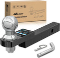 Nilight Trailer Hitch Mount with 2 Inch Trailer Ball & 1/2" Hitch Pin Clip Fits 1-1/4" Receiver Tubes 3500 lbs 1-1/4" Drop 3/4" Rise, 2 Years Warranty