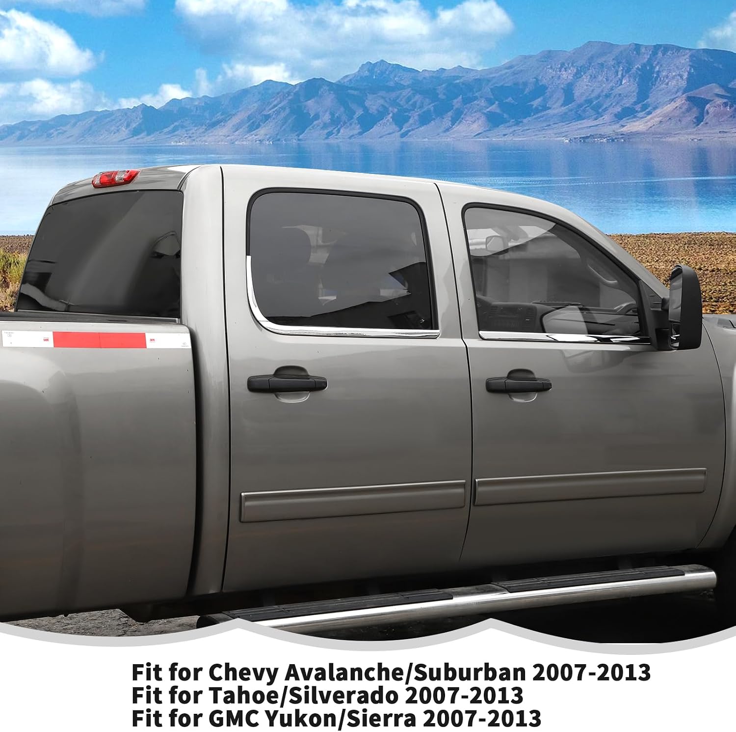 RT-TCZ Window Trim Strip Cover Window Molding Trim Cover Decoration Exterior Accessories for Chevy Avalanche/Suburban/Tahoe/Silverado 2007-2013,for GMC Yukon/Sierra 2007-2013 (Chrome)