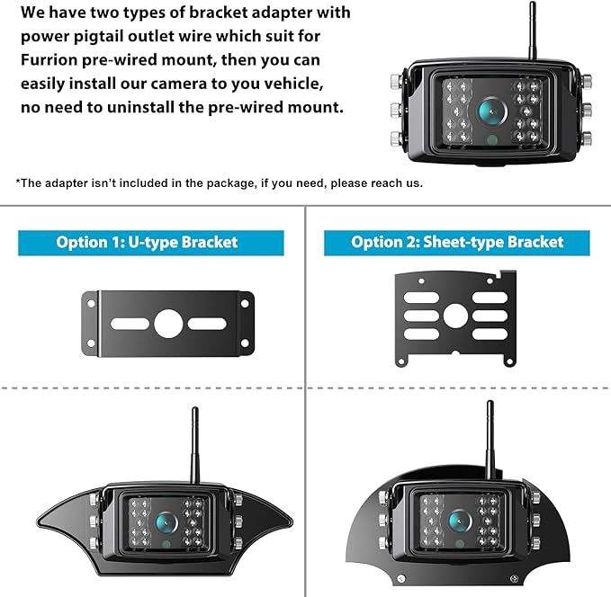 Fookoo 1080P 10" Wireless Backup Camera System, IP69 Waterproof Rear/Front View - Image 3