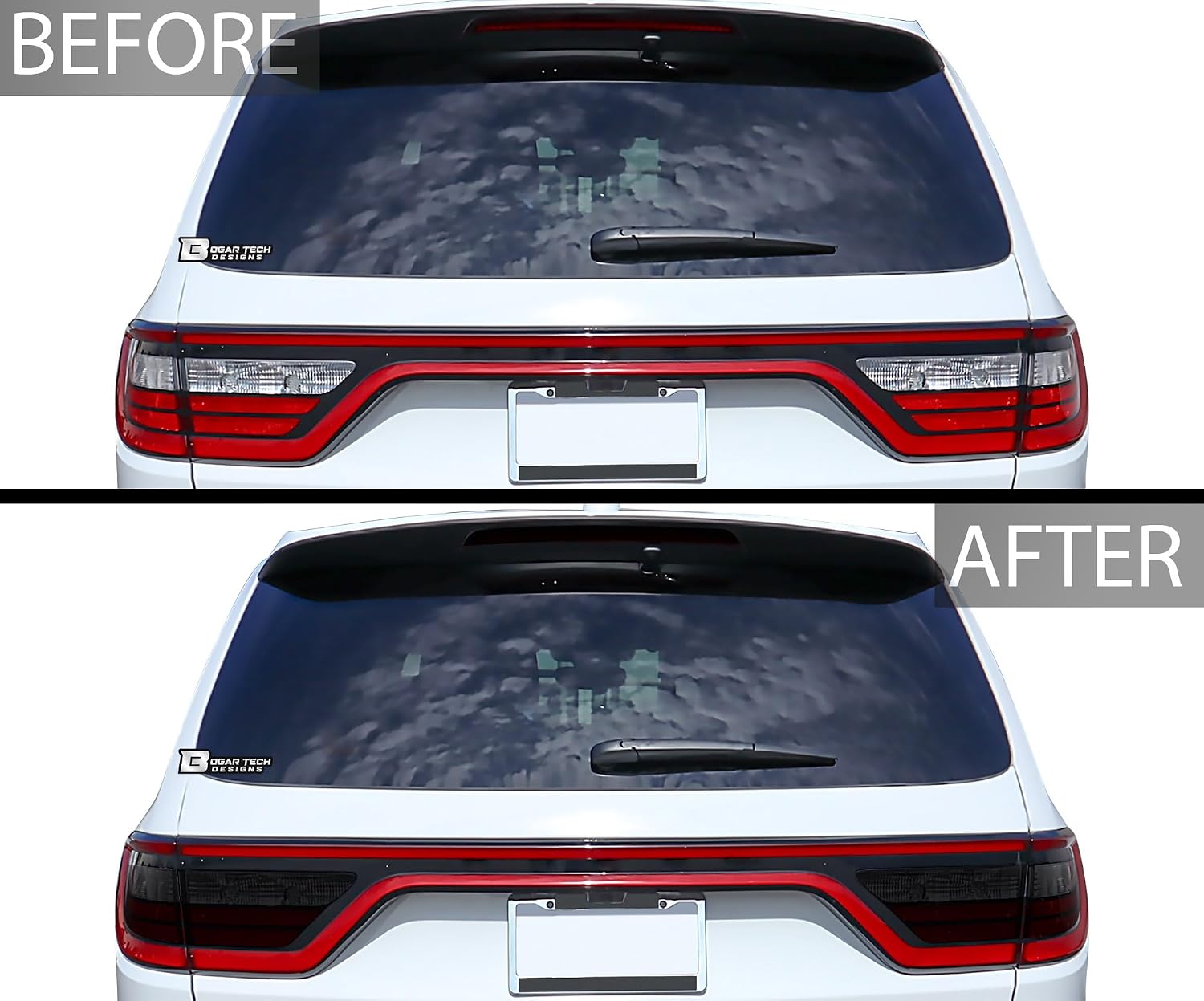 BOGAR TECH DESIGNS Tinted Taillight Third Brake Light Sidemarker Overlay Tint Compatible with Dodge Durango 2021-2025, Dark