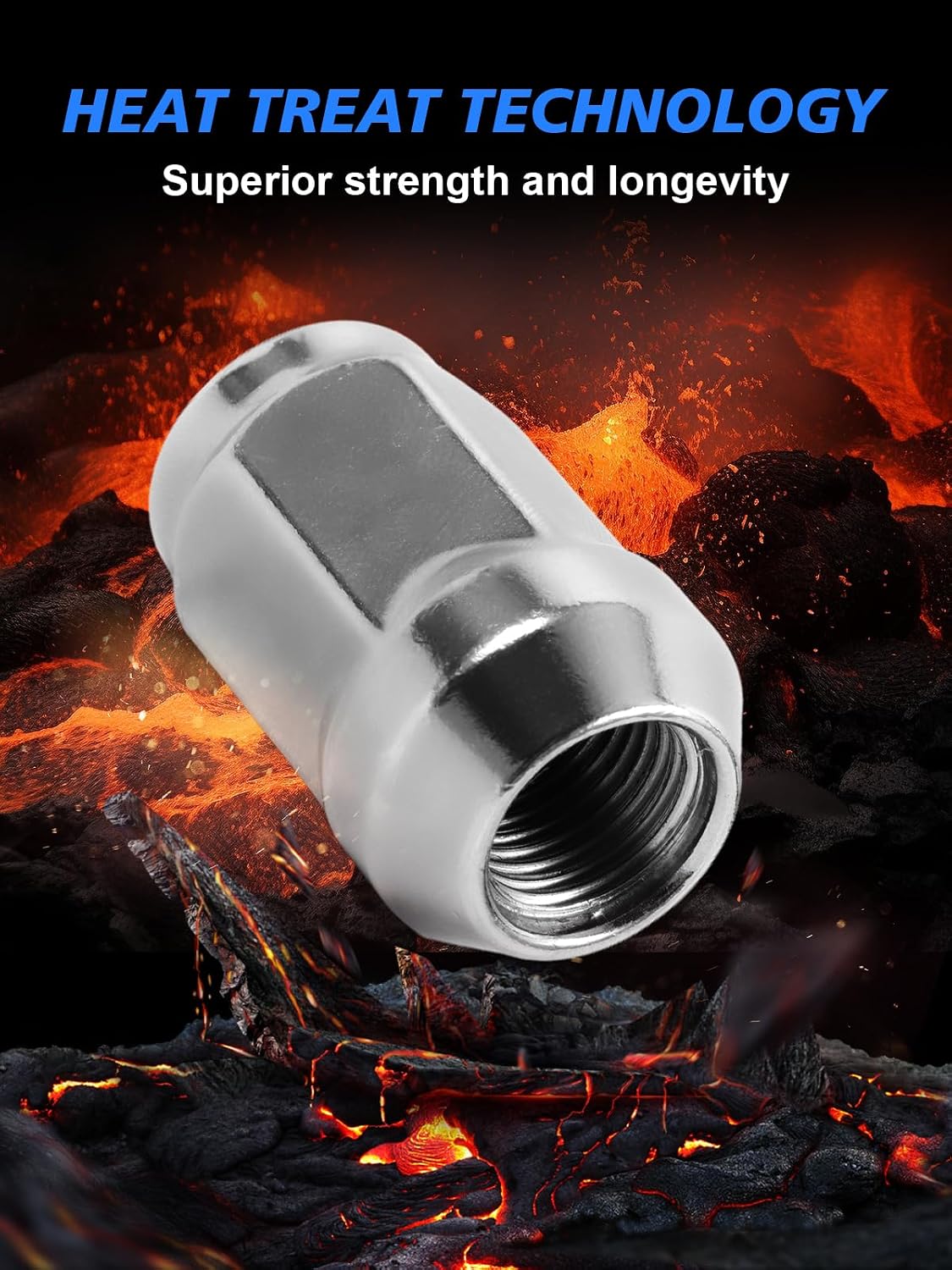20pcs 1/2"-20 Lug Nuts - Compatible with 1987-2018 Jeep Wrangler, 1993-2010 Grand Cherokee, 1994-2001 Dodge Ram 1500, 1991-2019 Ford Explorer, One-Piece Design Factory Chrome Wheel Lug Nut Set