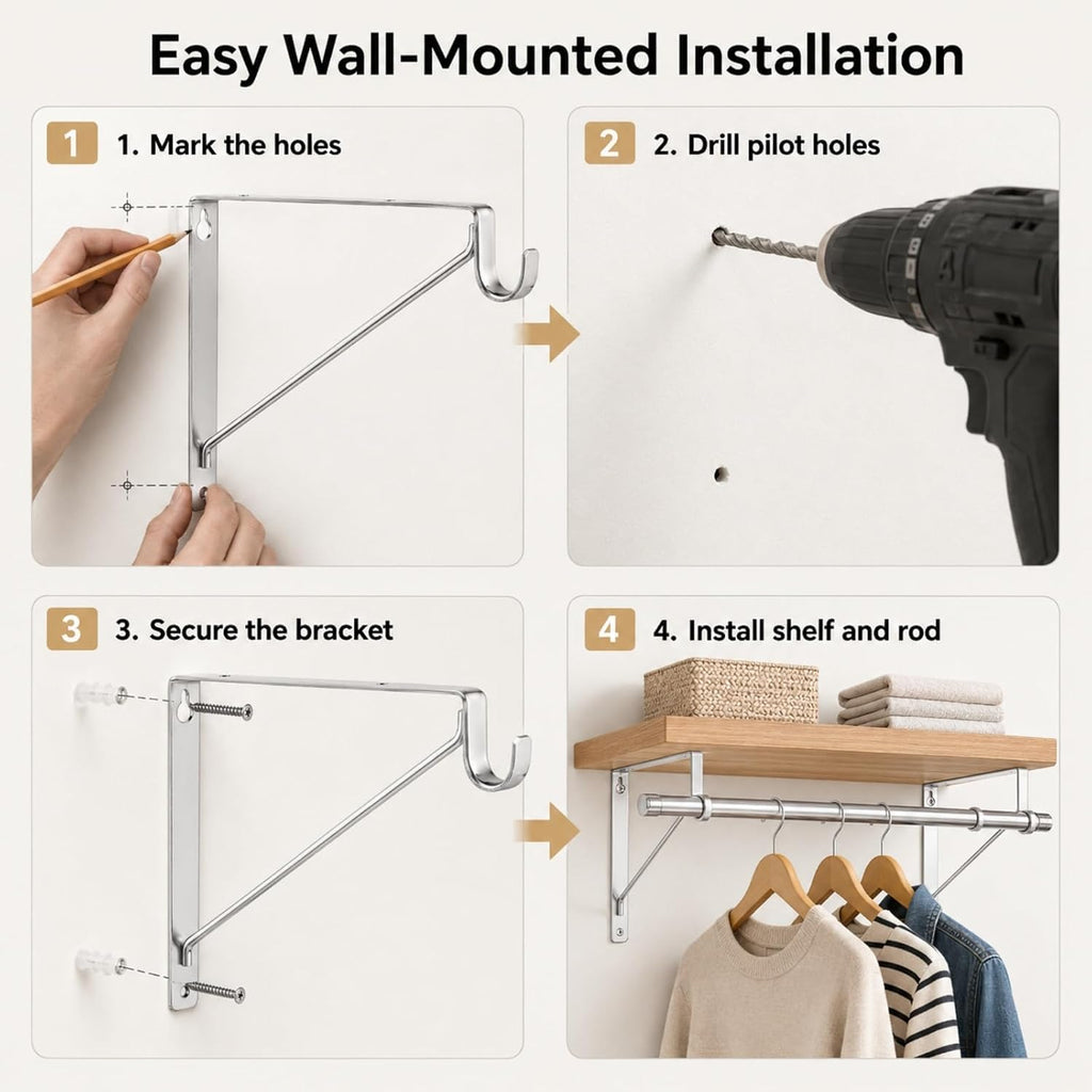heavy duty closet rod brackets holder 11 x, side view