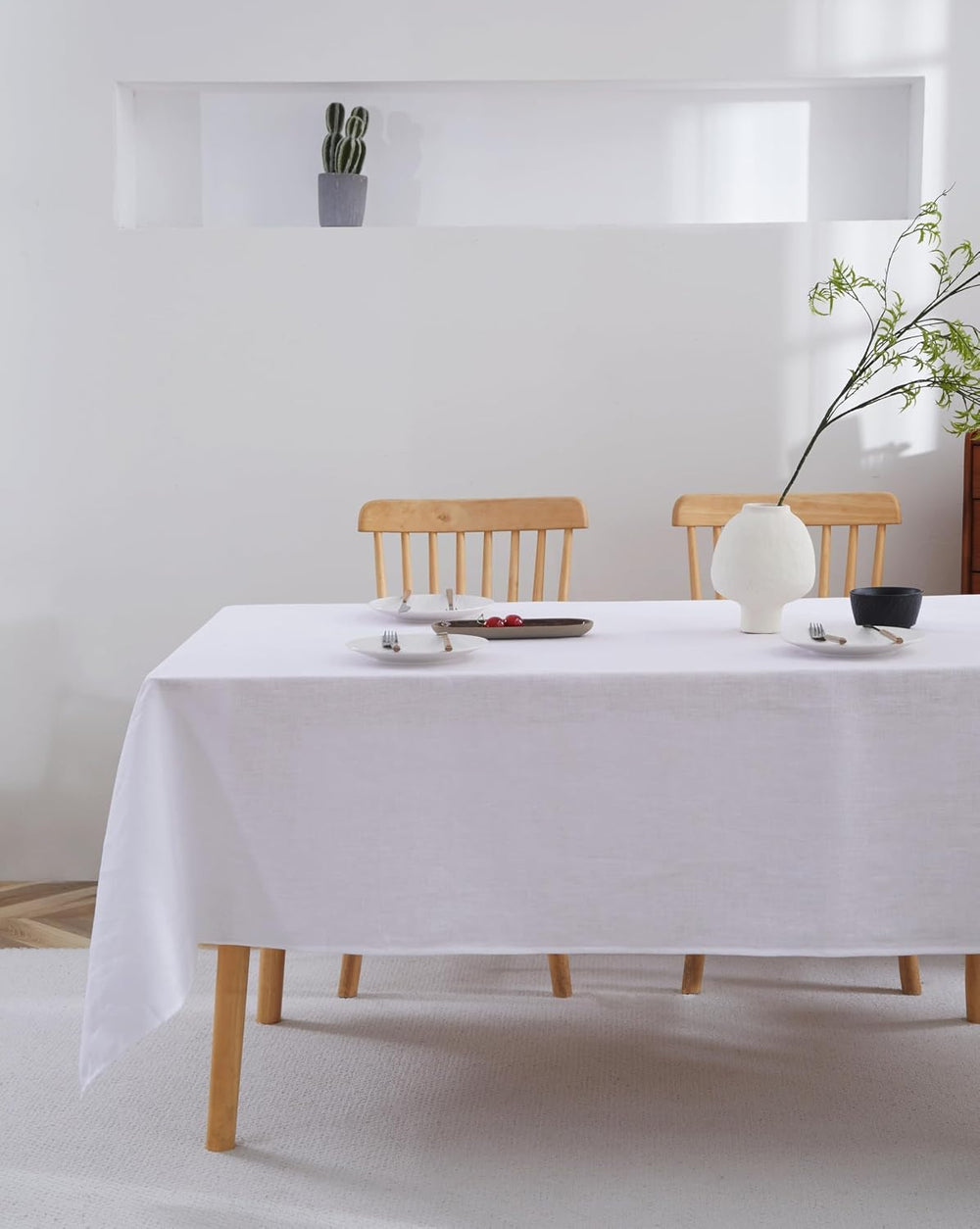 100% French Flax Linen Tablecloths Rectangle 132Lx60W Inch for Dinners, Parti...