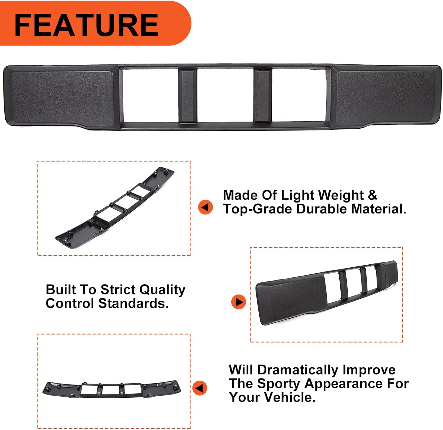 ECOTRIC Lower Grille Compatible With 2015-2017 Ford F-150 F150 Front Bumper Lower Grille Trim Panel Black Replacment for FL3Z-17E810-CA FO1044110