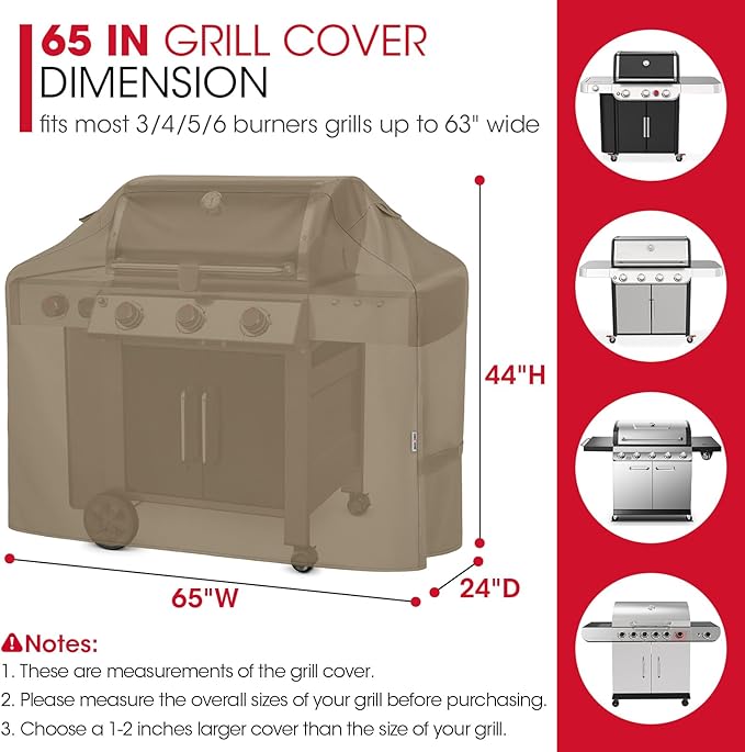 Unicook 65 Inch Grill Cover, Heavy Duty Waterproof Gas Grill Cover - Image 2