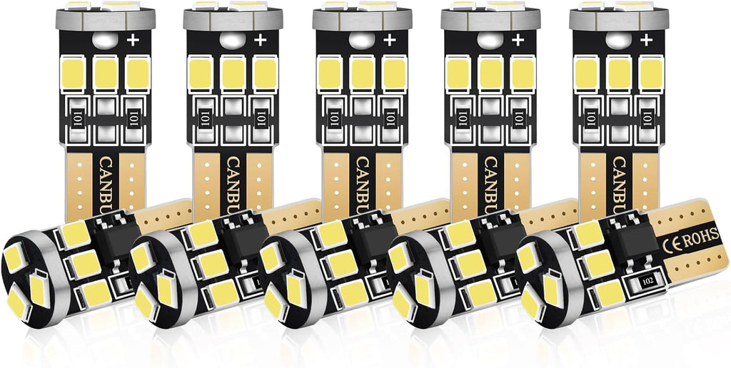 Audak 194 LED Bulb T10 W5W 2825 158 192 168 Canbus 9SMD 2835 Chipset 6000K White Non-polarity for Car Interior Dome Map Door Courtesy License Plate Trunk Lights (Pack of 10)
