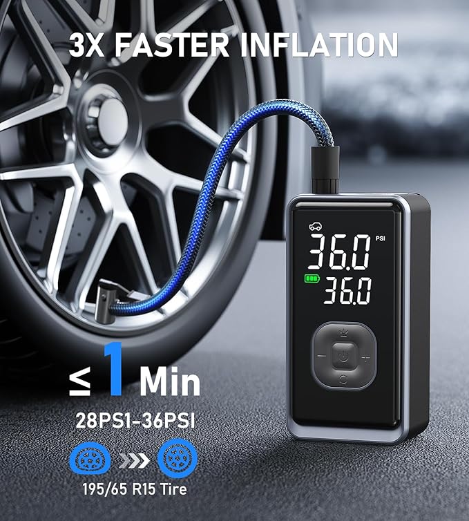 Tire Inflator Portable Air Compressor, 150PSI Cordless Mini Air Pump - Image 2