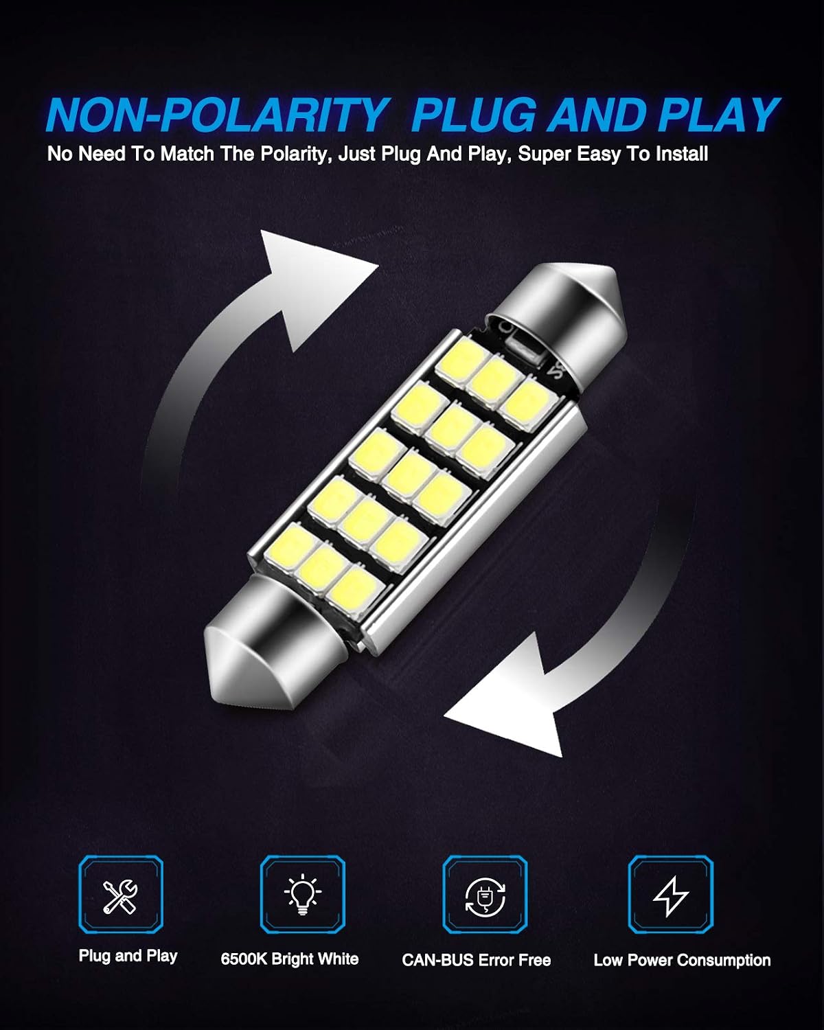 Marsauto 578 LED Bulbs Extremely Bright 400LM 2835 Chipsets for LED Interior Dome Map Door Lights Bulbs 211-2 212-2 569 6411 6451 41mm 42mm 1.65inch 6500K White RV Exterior Lighting (Pack of 4)