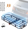 VEVOR 53 x 19 x 5 in Hitch Cargo Carrier, 500lb Capacity Trailer Mount Basket, Steel Luggage Carrier Rack Fits 2'' Receiver for SUV Truck Pickup with Net, Stabilizer, Straps, Black