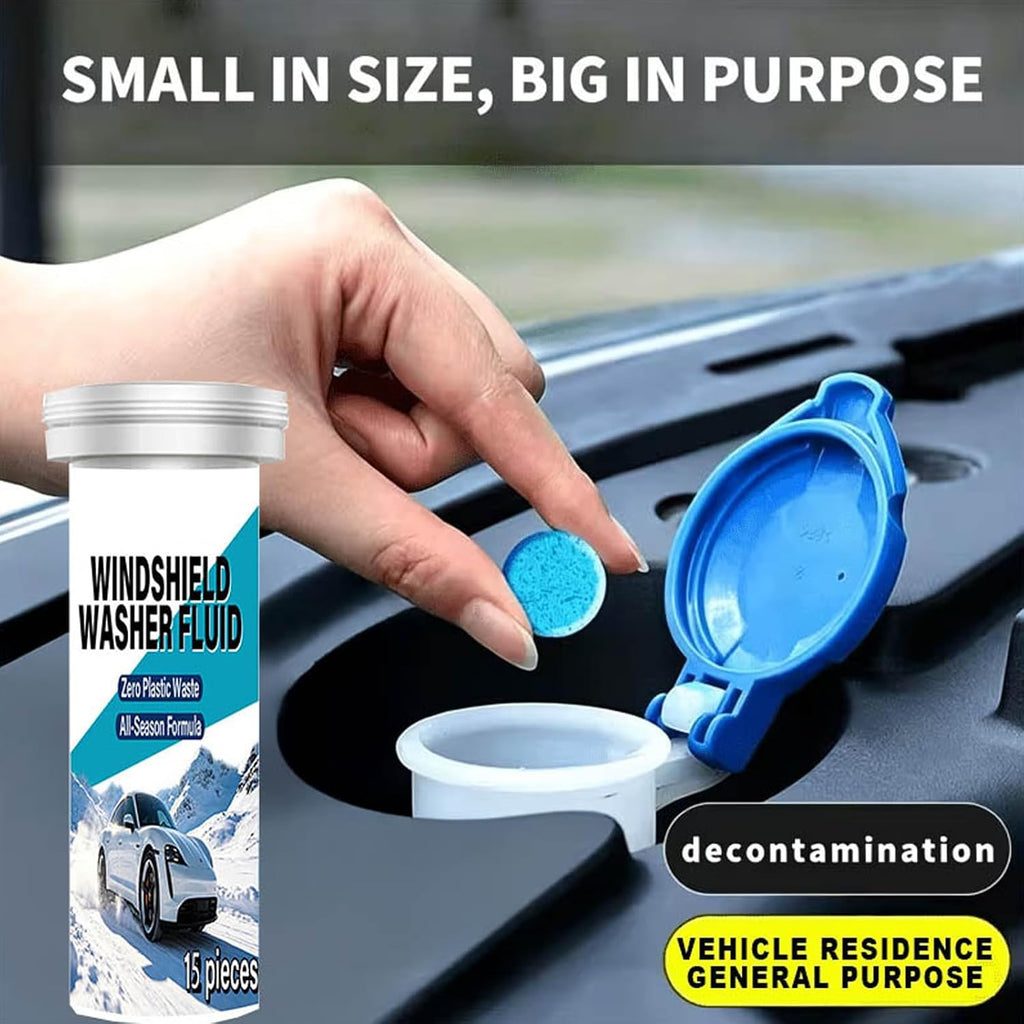 15Pcs Car Windshield Tablets Quick Dissolving Formulas Prevents Ice Fog & Scratches on Glass for Daily Use Glass Tablets for Cars