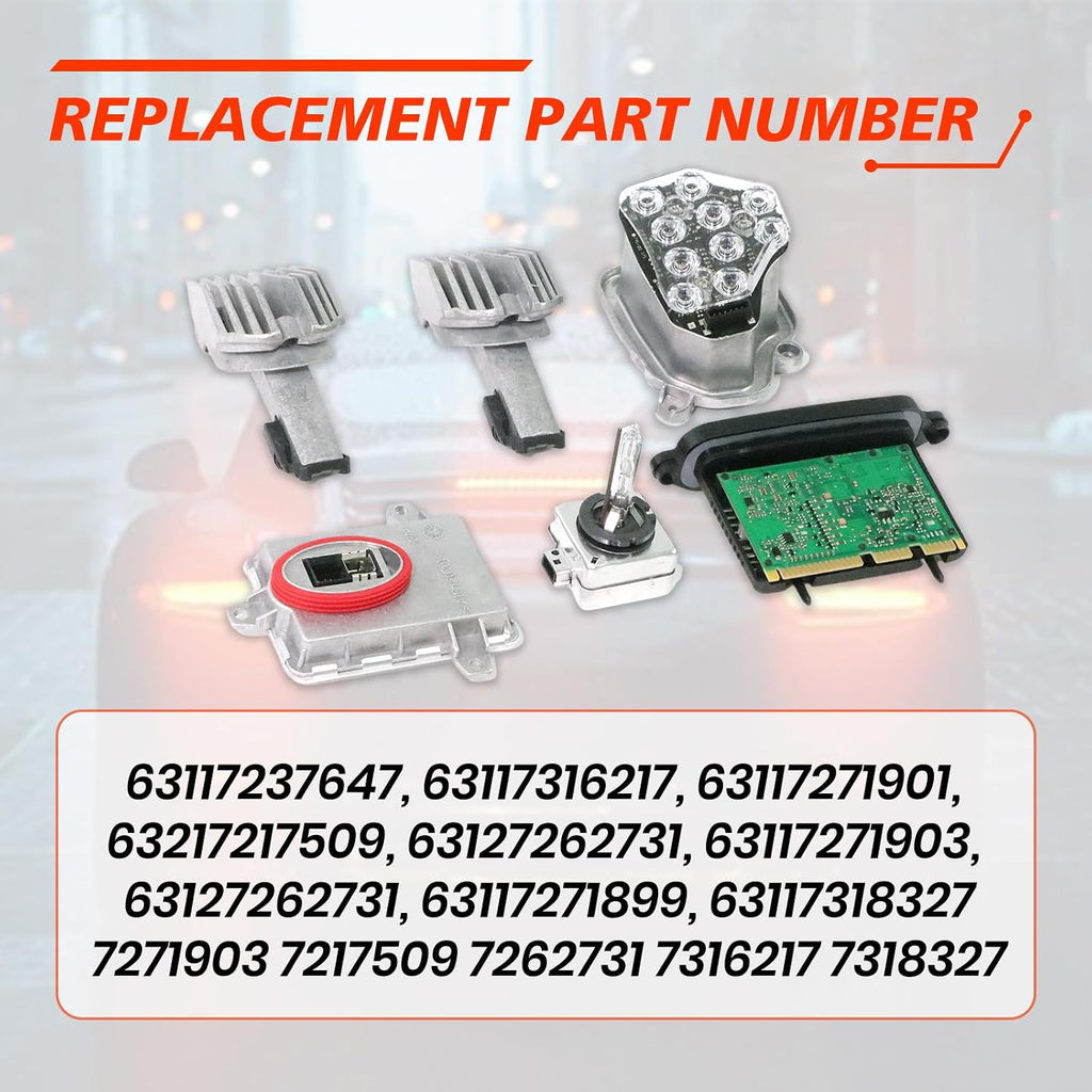 Left Xenon Ballast Bulb LED Module Diode Kit, Compatible with B-M-W 5 Series M5 528i 535i 550i xDrive 2011-2013 2.0L 3.0L, Xenon Ballast Control Module Replaces 63117237647 63117316217 63117271901