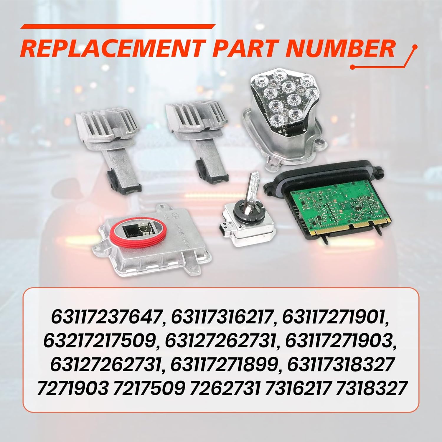 Left Xenon Ballast Bulb LED Module Diode Kit, Compatible with B-M-W 5 Series M5 528i 535i 550i xDrive 2011-2013 2.0L 3.0L, Xenon Ballast Control Module Replaces 63117237647 63117316217 63117271901