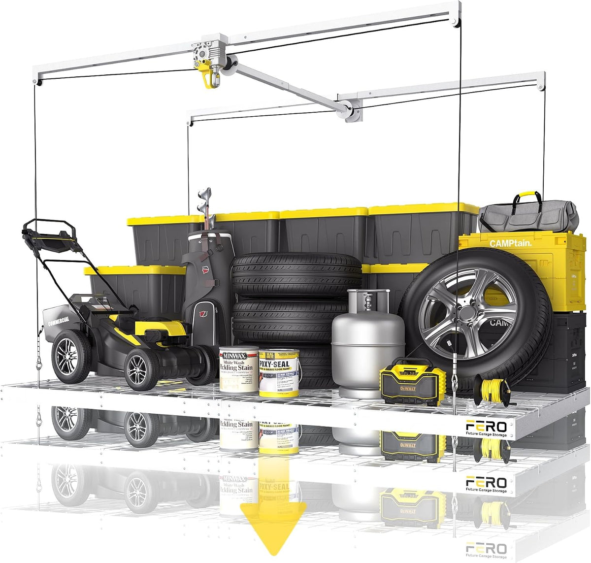 fero overhead garage storage rack 4x8, 500 lb, main product view