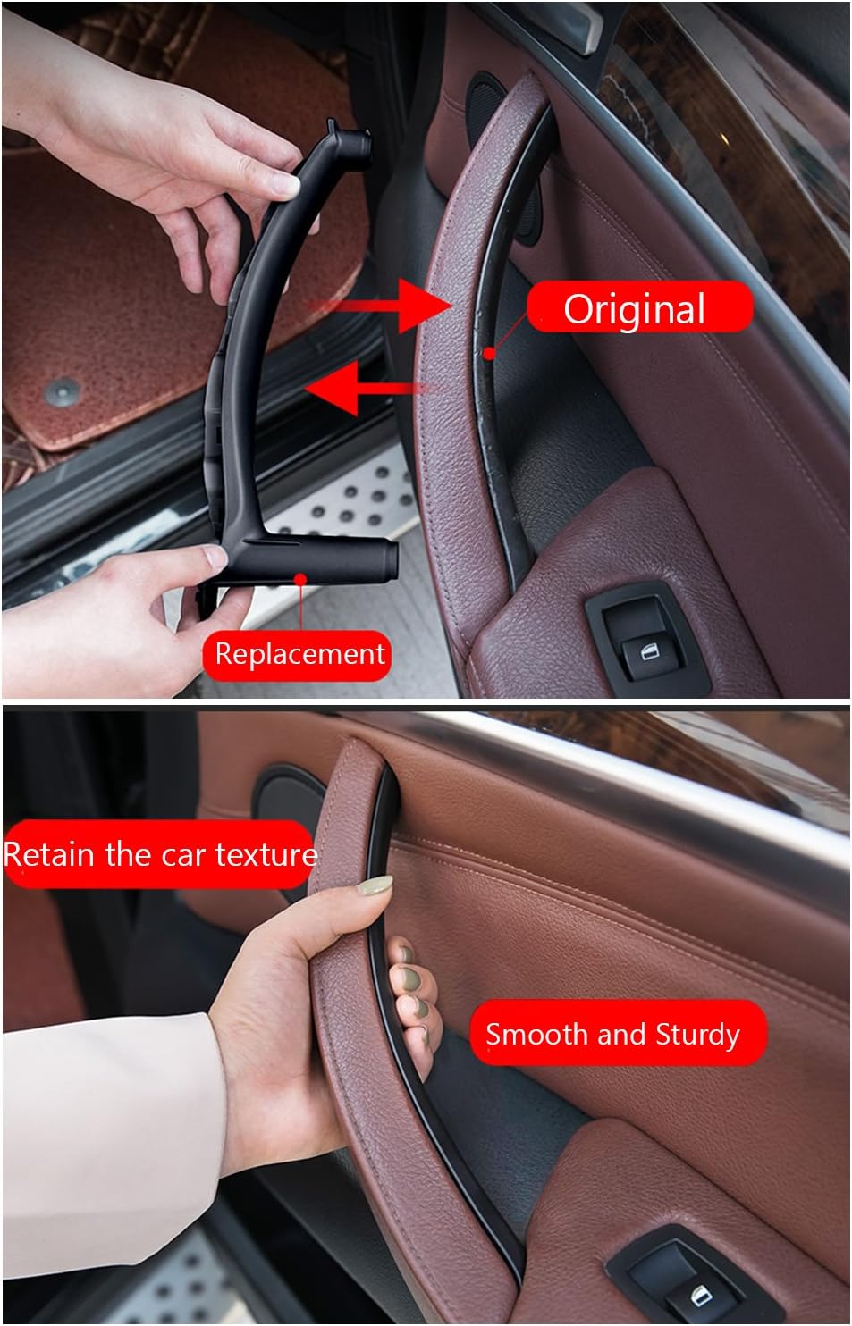 Jaronx for BMW X5 E70/X6 E71 Door Handle Replacement,Inner Door Pull Handle | Passenger Side Right Front/Right Rear (Fits:BMW X5 2008-2013 and X6 2008-2014) (Leather Cover NOT Inculded)