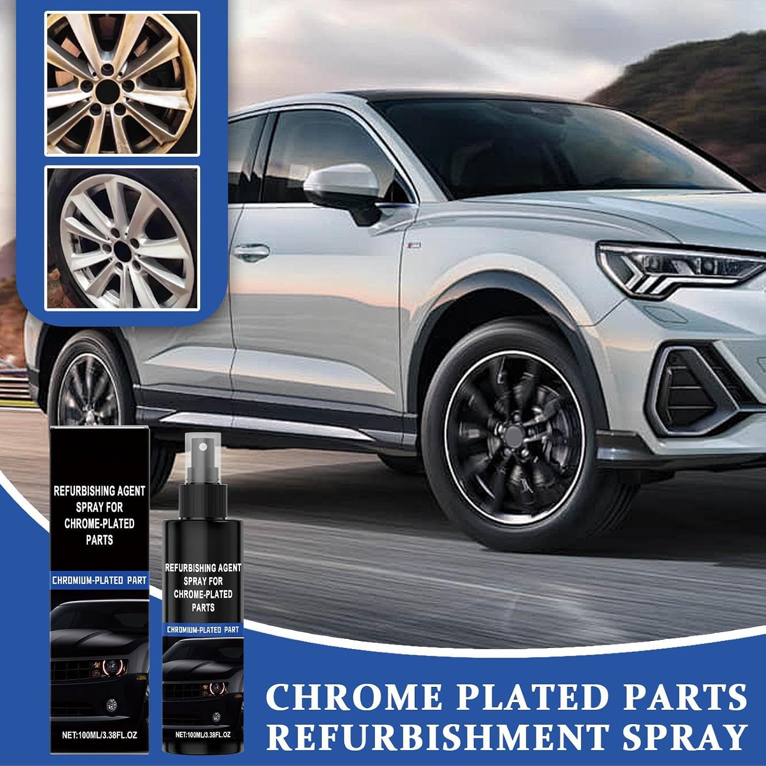 Refurbishing Spray Pads - 1.42 Inches 100ml Car Coating for Automotive Maintenance, Restoration Liquid with Protective Shine, Metal Repair Spray for Home Fence Door Handle Garage Workshop