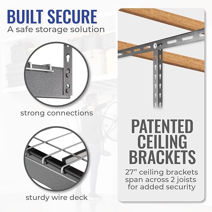 SafeRacks Heavy Duty Overhead Garage Storage Rack, 600 lb Capacity, Adjustable - Image 5