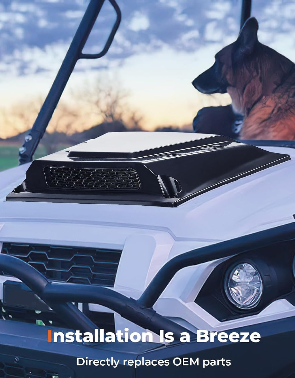 KEMIMOTO Hood Scoop Kit Compatible With Kawasaki Mule Pro FXT/DXT/DX/FX 2015-2024, Vented Hood Cover with Mesh Grill for Enhanced Airflow & Engine Cooling