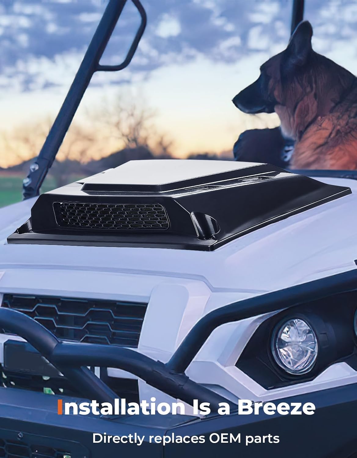 KEMIMOTO Hood Scoop Kit Compatible With Kawasaki Mule Pro FXT/DXT/DX/FX 2015-2024, Vented Hood Cover with Mesh Grill for Enhanced Airflow & Engine Cooling