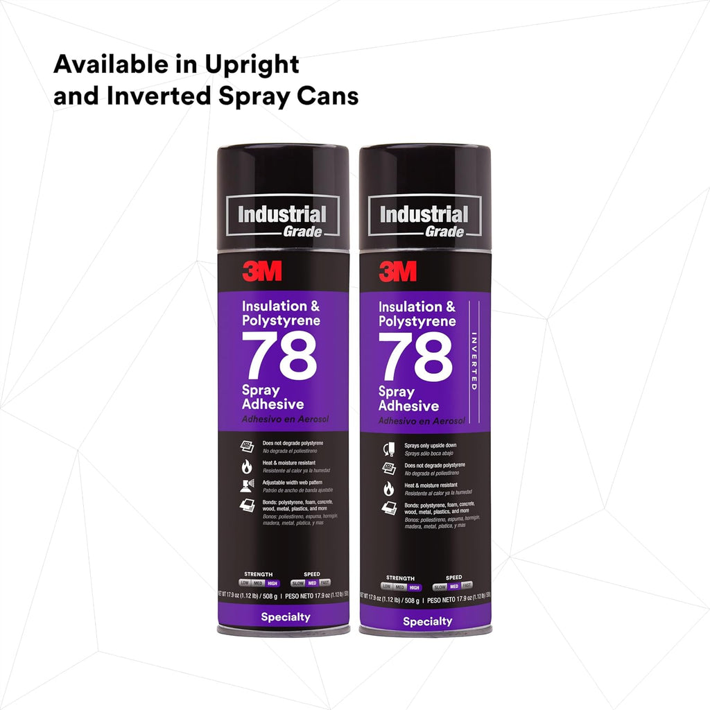 3m polystyrene foam insulation spray adhesive 78, clear on a desk or shelf