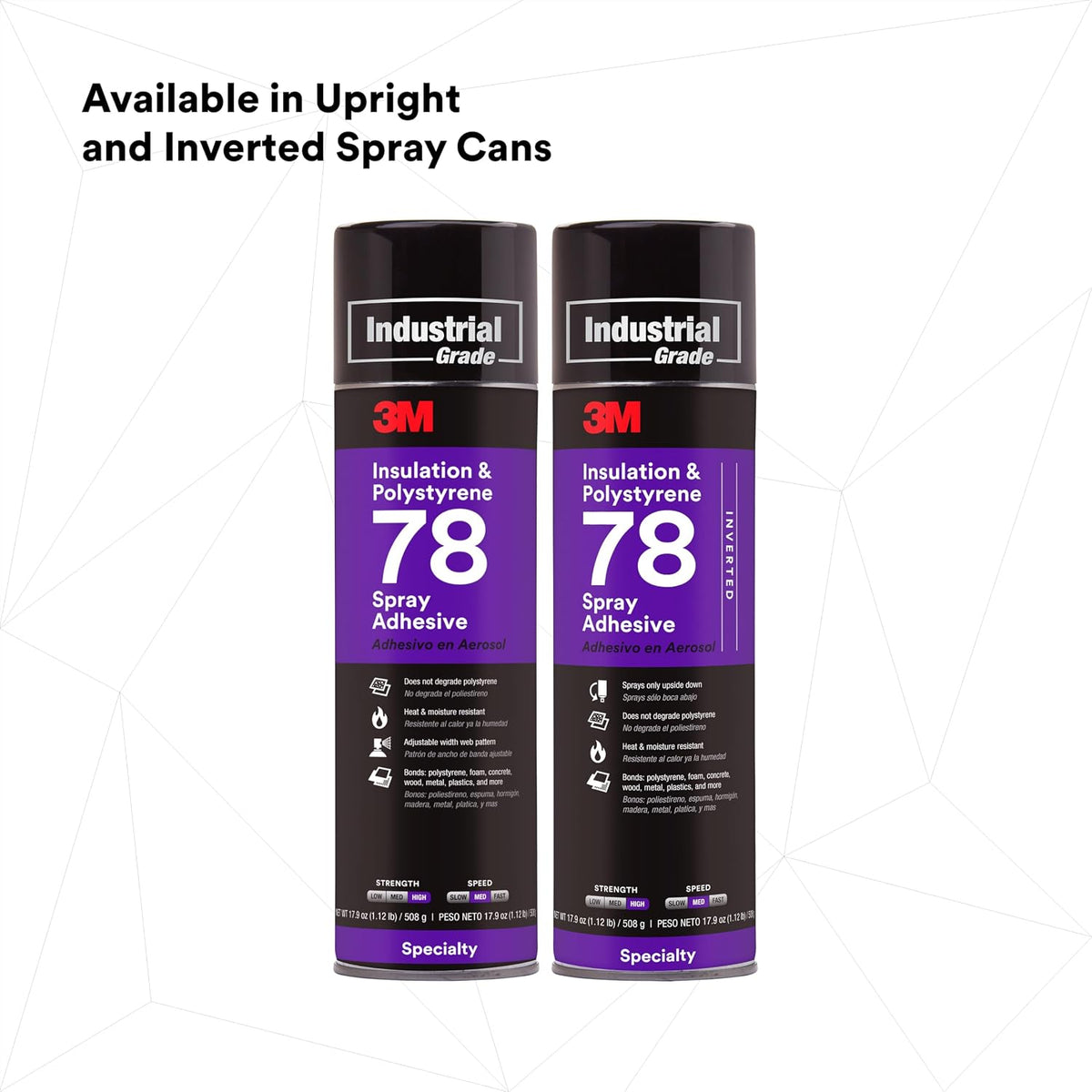3m polystyrene foam insulation spray adhesive 78, clear on a desk or shelf