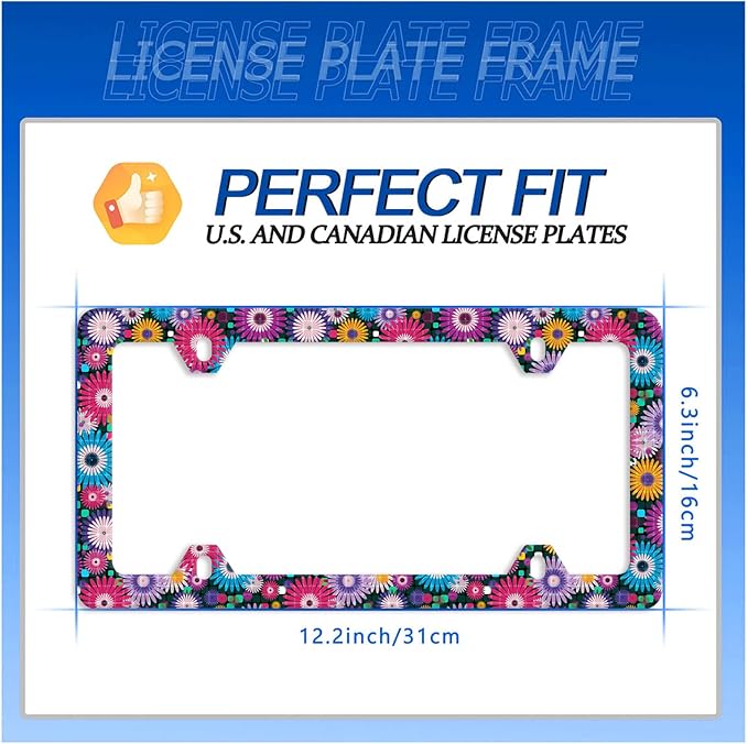 Abstract Hippie Flowers License Plate Frame Floral License Plate Stainless - Image 7